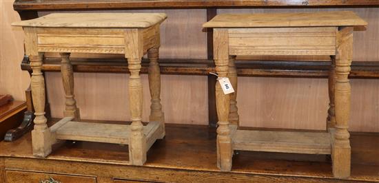 A pair of bleached oak joint stools 56cm